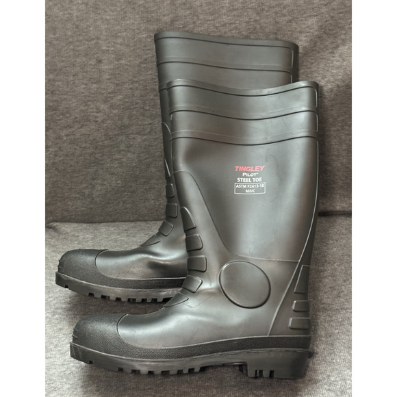 Tingley - Pilot ASTM F2413-18 M/I/C - Steel Toe Rubber Boots - Black 15" Size 12 - Picture 1 of 11